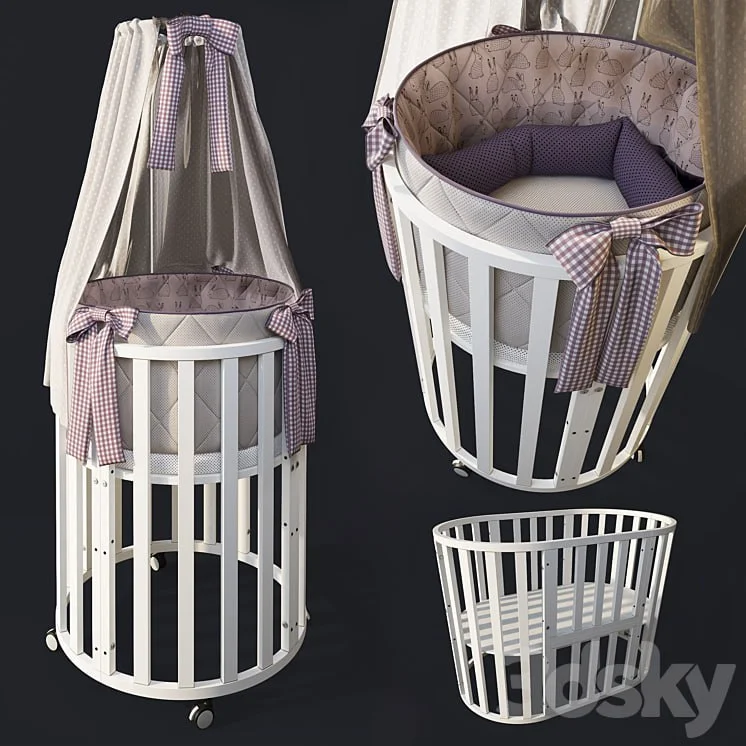 Round bed / transformer cradle "Letto Bambini Elegante"